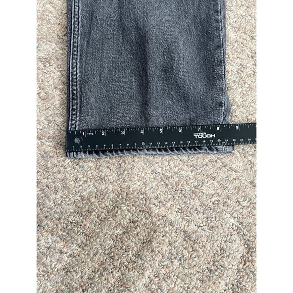 Free Assembly Super High Crop Wide Straight Jeans Womens 10 Black Denim - Picture 7 of 10